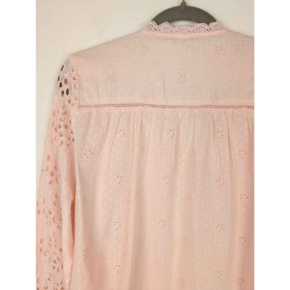 Sundance Valeria Top Blouse Eyelet Lace Bohemian Western Blush Pink Size L - Picture 6 of 12